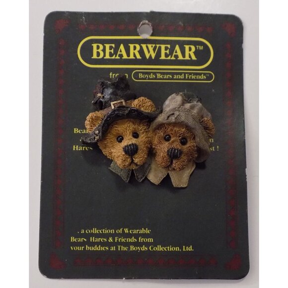 Bearwear Jewelry - Boyds Bears Bearwear Brooch Lapel Pin 95 The Sisters Vintage -2635